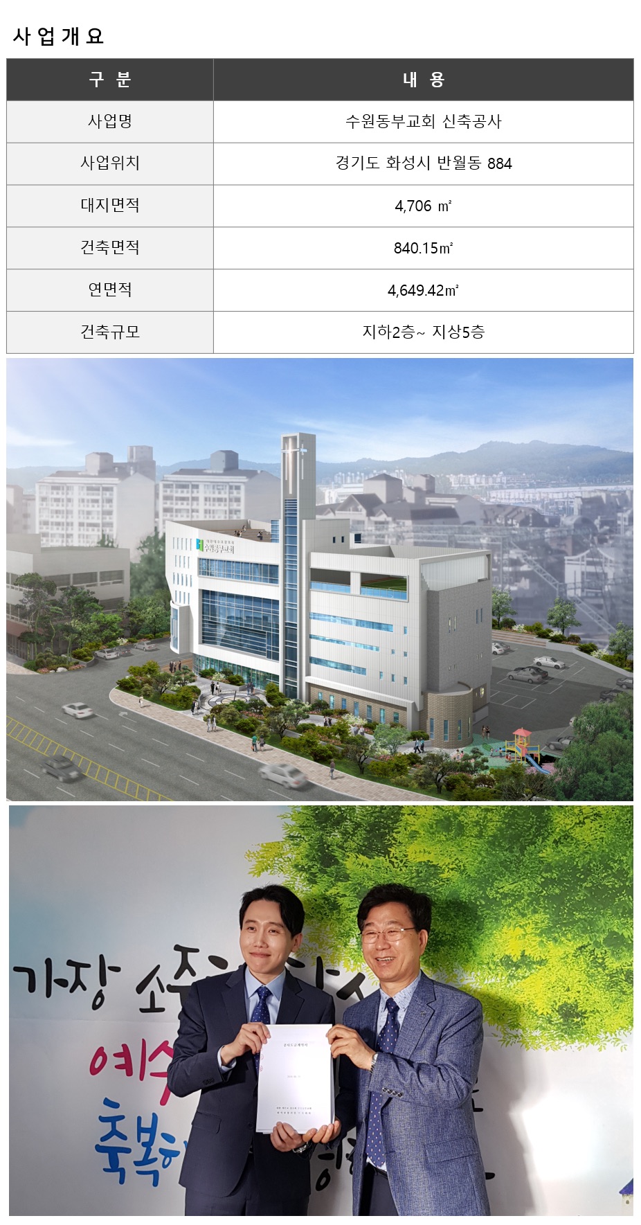 [공지사항] 수원동부교회 새성전 신축 시공사 반석종합건설 선정